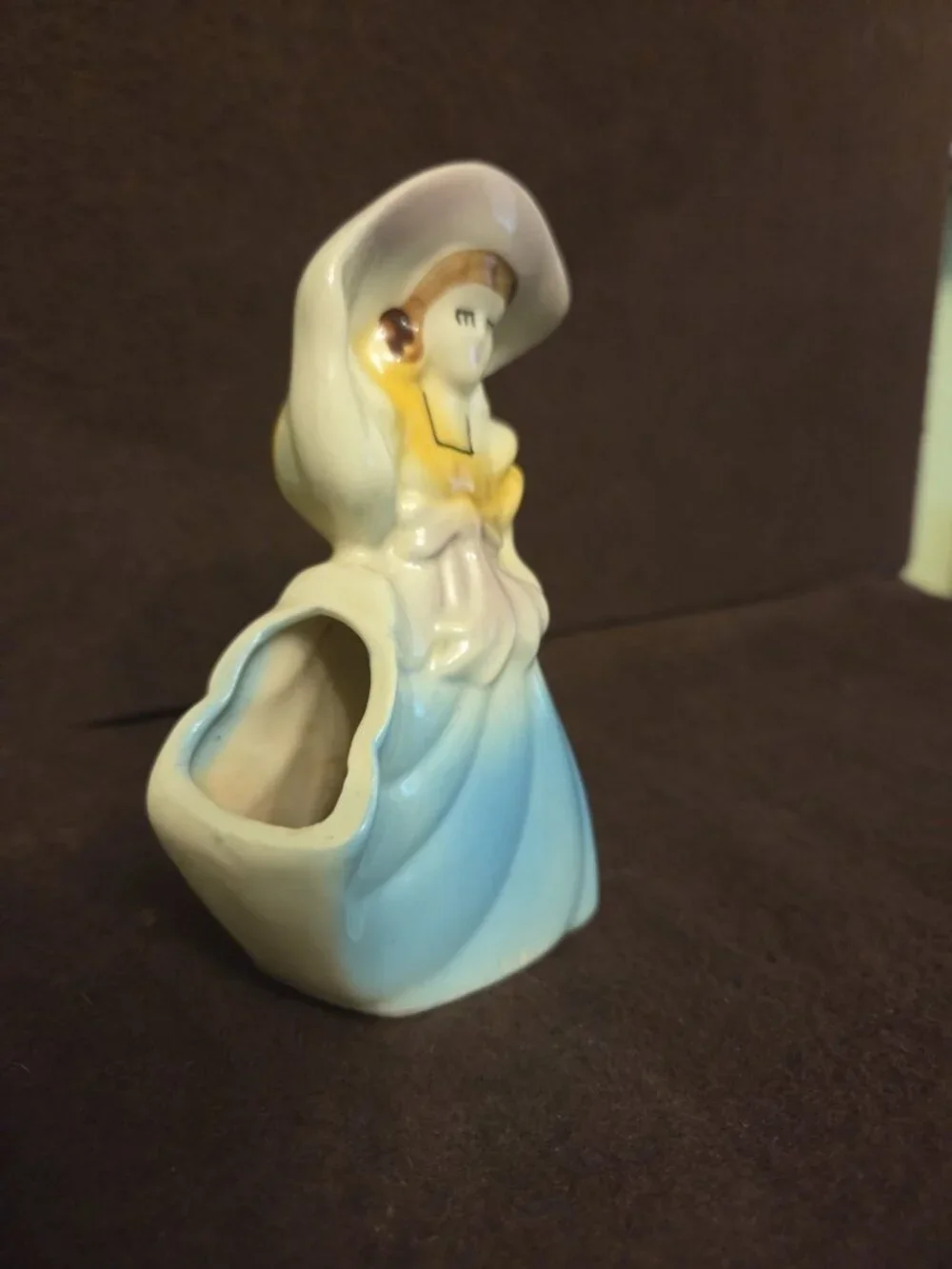 Vintage Shawnee Southern Belle Planter Figurine Blue Dress